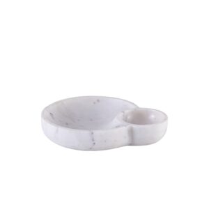 White Marble Dip Bowl Platter by BIDKhome