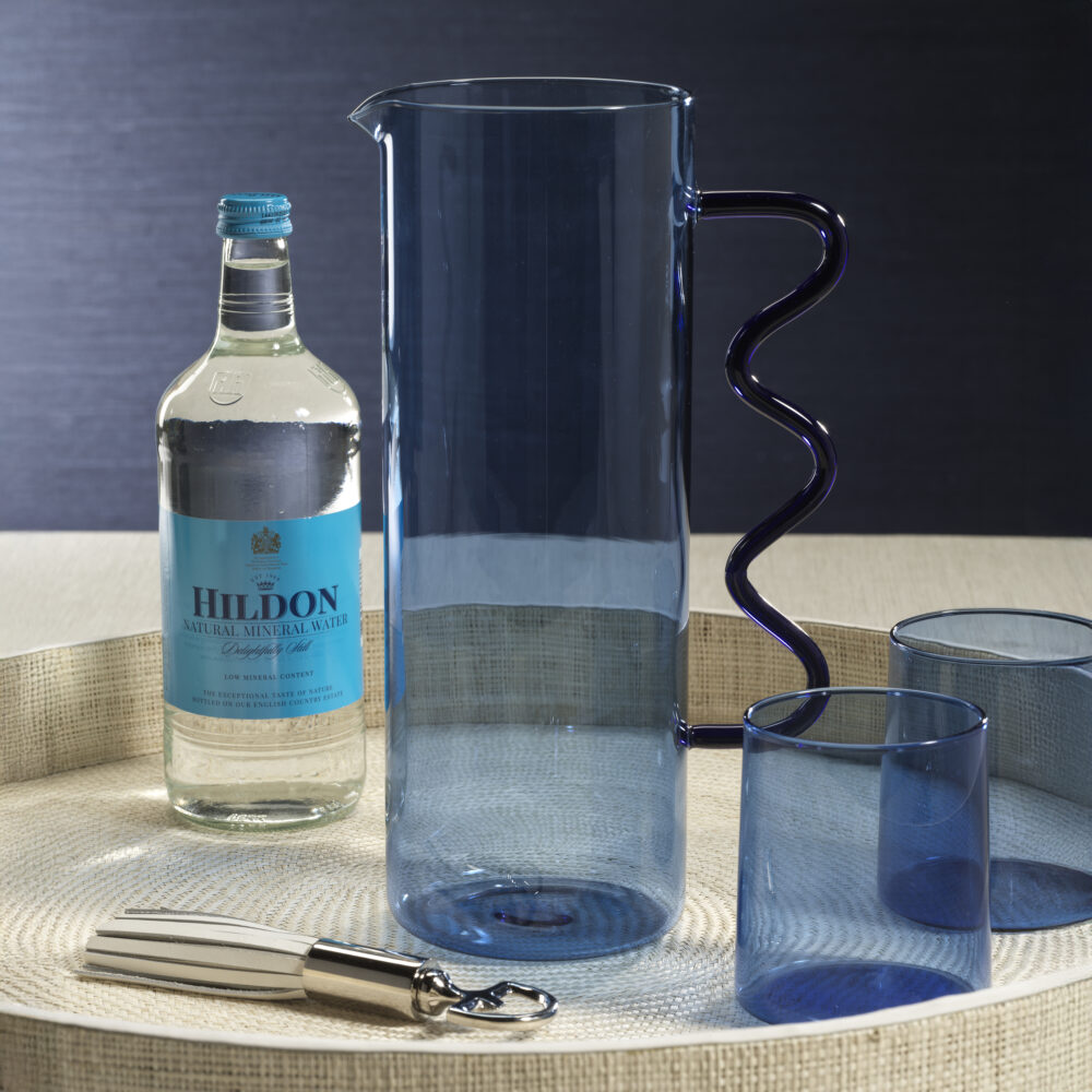 Costa de Sol Glass Pitcher, Blue by Zodax - Image 2