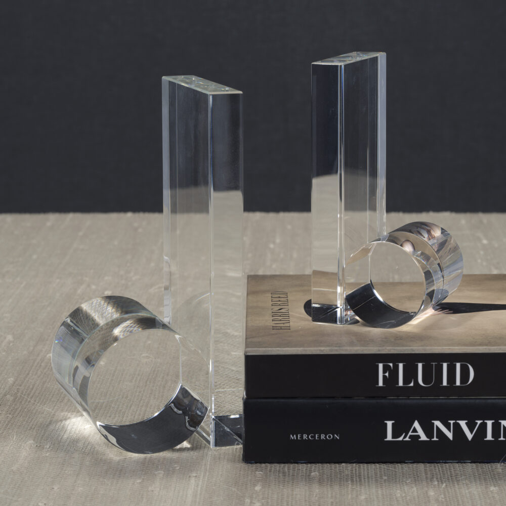 Carmac Rolled Crystal Glass Bookends, Set of 2 by Zodax - Image 2