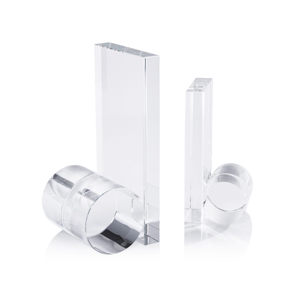 Carmac Rolled Crystal Glass Bookends, Set of 2 by Zodax