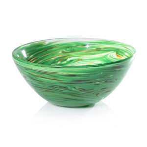 Delphine Glass Serving Bowl, Multi Green, 12" x 5" by Zodax