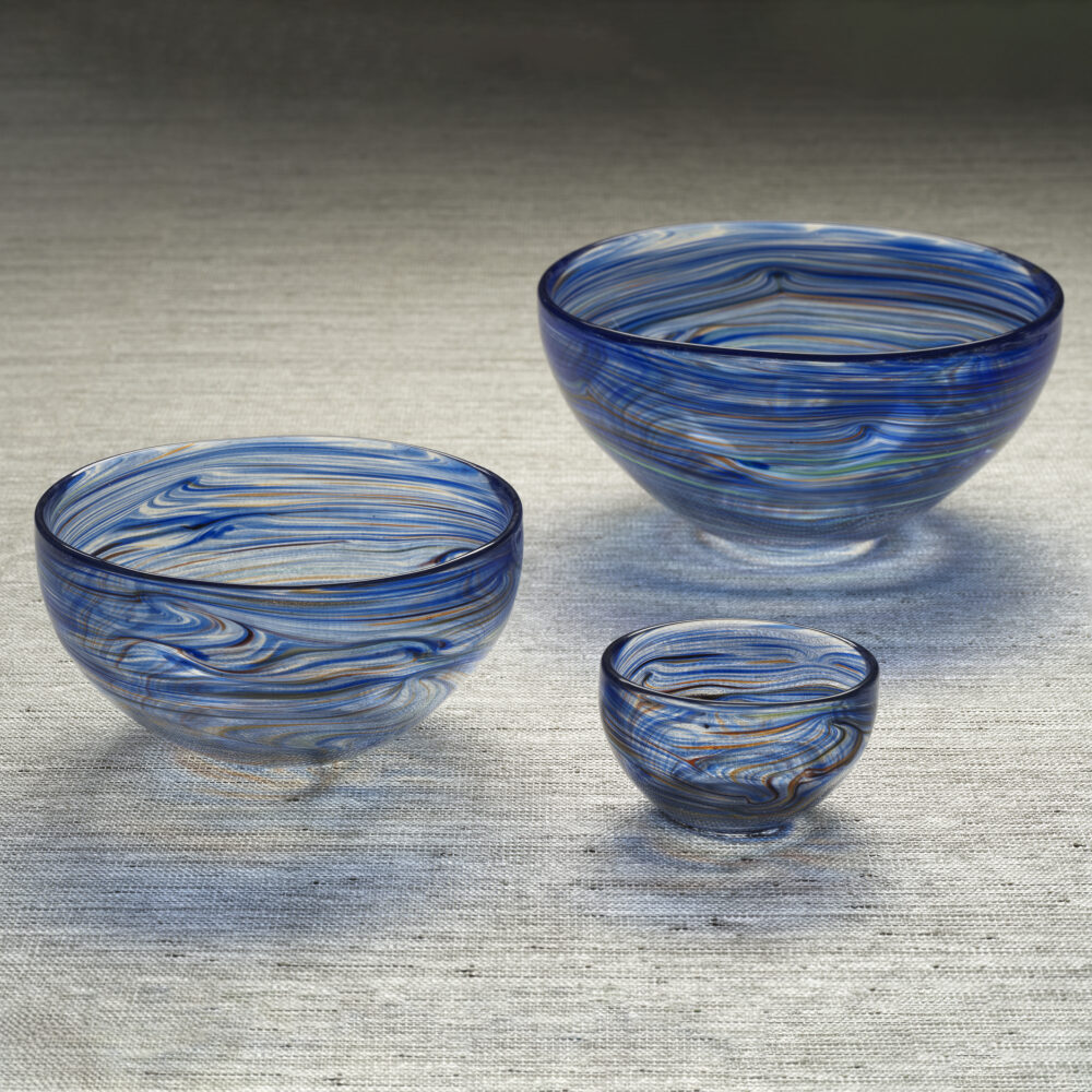 Delphine Glass Serving Bowl, Multi Blue, 8" x 4" by Zodax - Image 2