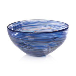 Delphine Glass Serving Bowl, Multi Blue, 12" x 5" by Zodax