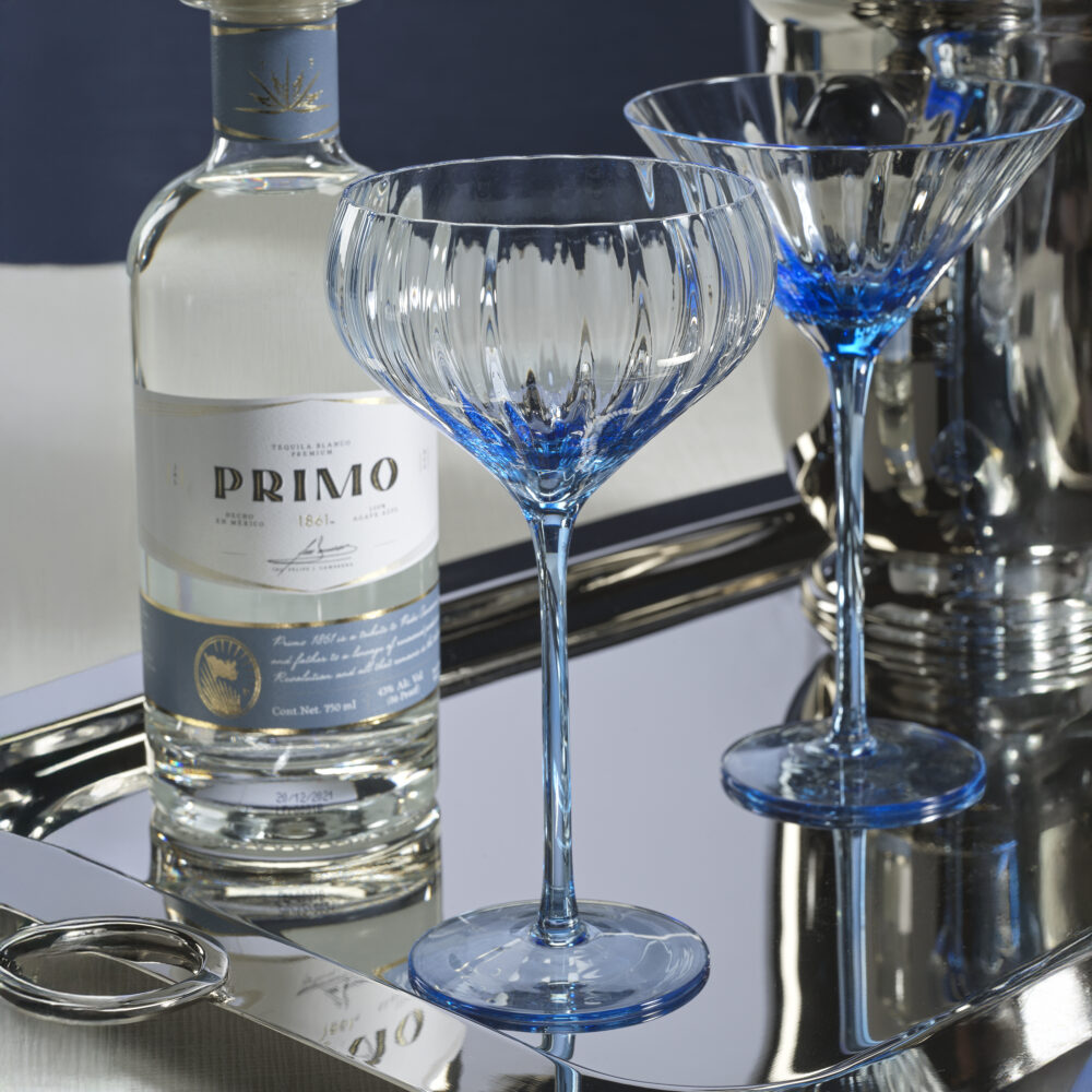 Malden 4,Piece Set Optic Cocktail Glasses, Cocktail Blue by Zodax - Image 2