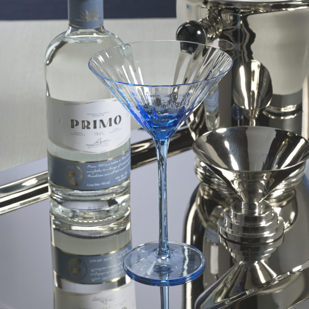 Malden 4,Piece Set Optic Martini Glasses, Cocktail Blue by Zodax - Image 2