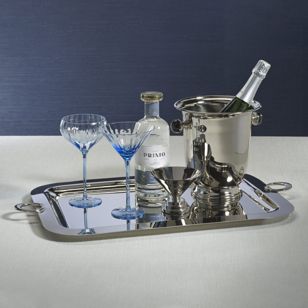Malden 4,Piece Set Optic Martini Glasses, Cocktail Blue by Zodax - Image 3