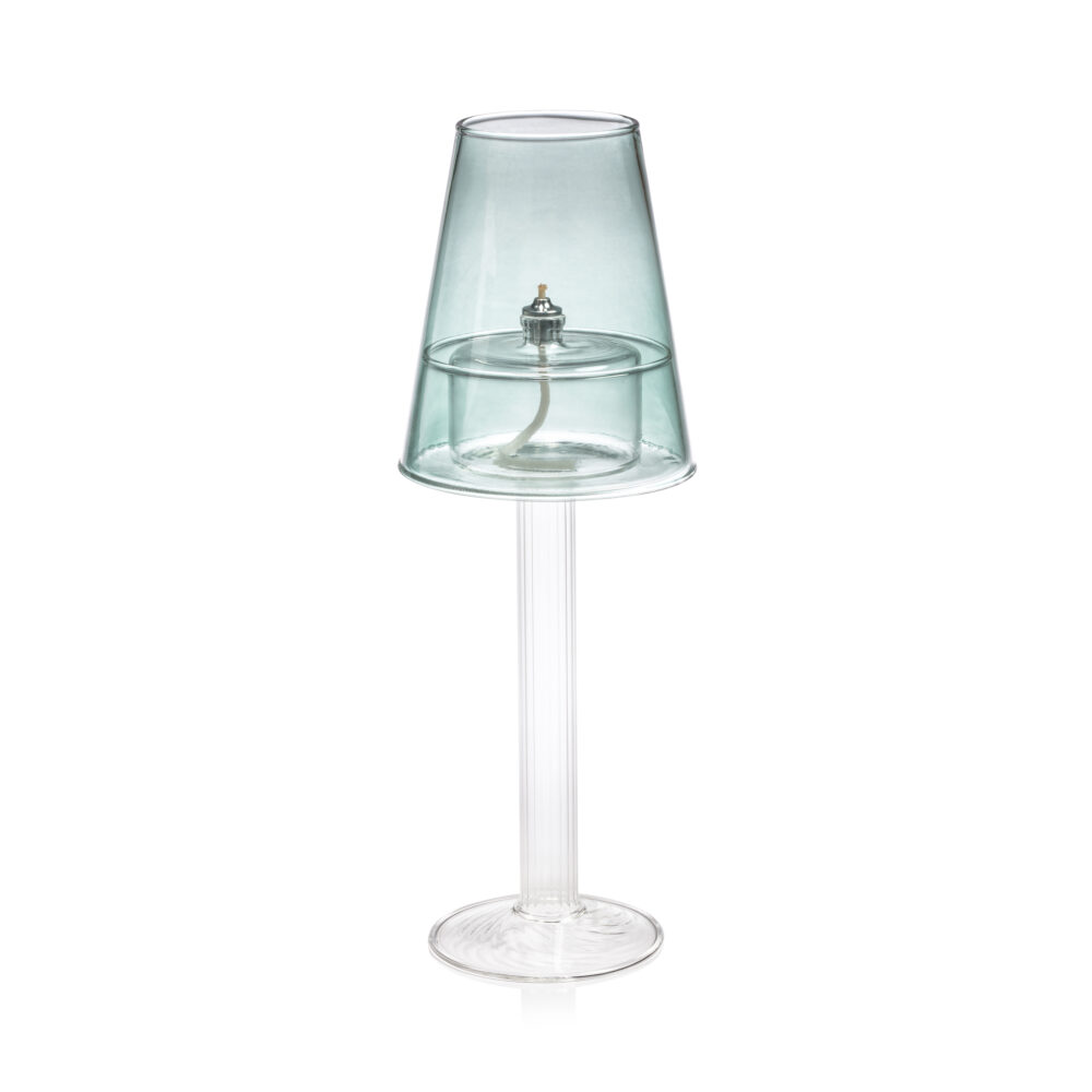 Dauphine Table Lamp with 3 oz Votive Oil Lamp, Emerald Blue by Zodax