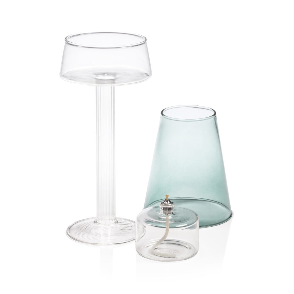 Dauphine Table Lamp with 3 oz Votive Oil Lamp, Emerald Blue by Zodax - Image 2