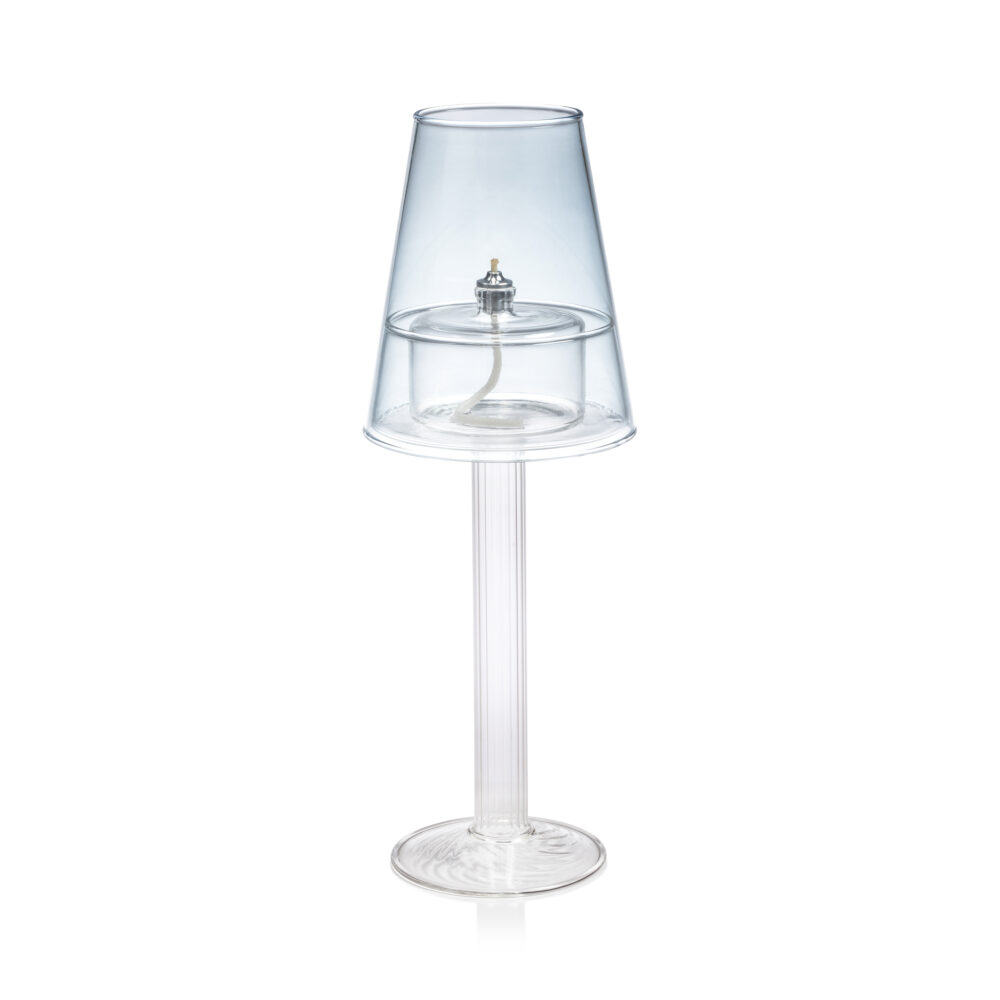 Dauphine Table Lamp with 3 oz Votive Oil Lamp, Corydalis Blue by Zodax