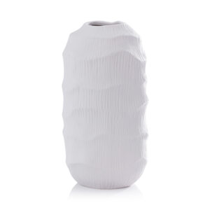 Textured Matt White Porcelain Vase by Zodax