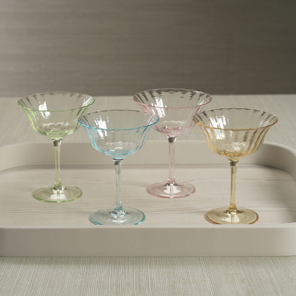 Apéritif 4,Piece Set Summer Cocktail Coupe Glasses, Lychee by Zodax - Image 3