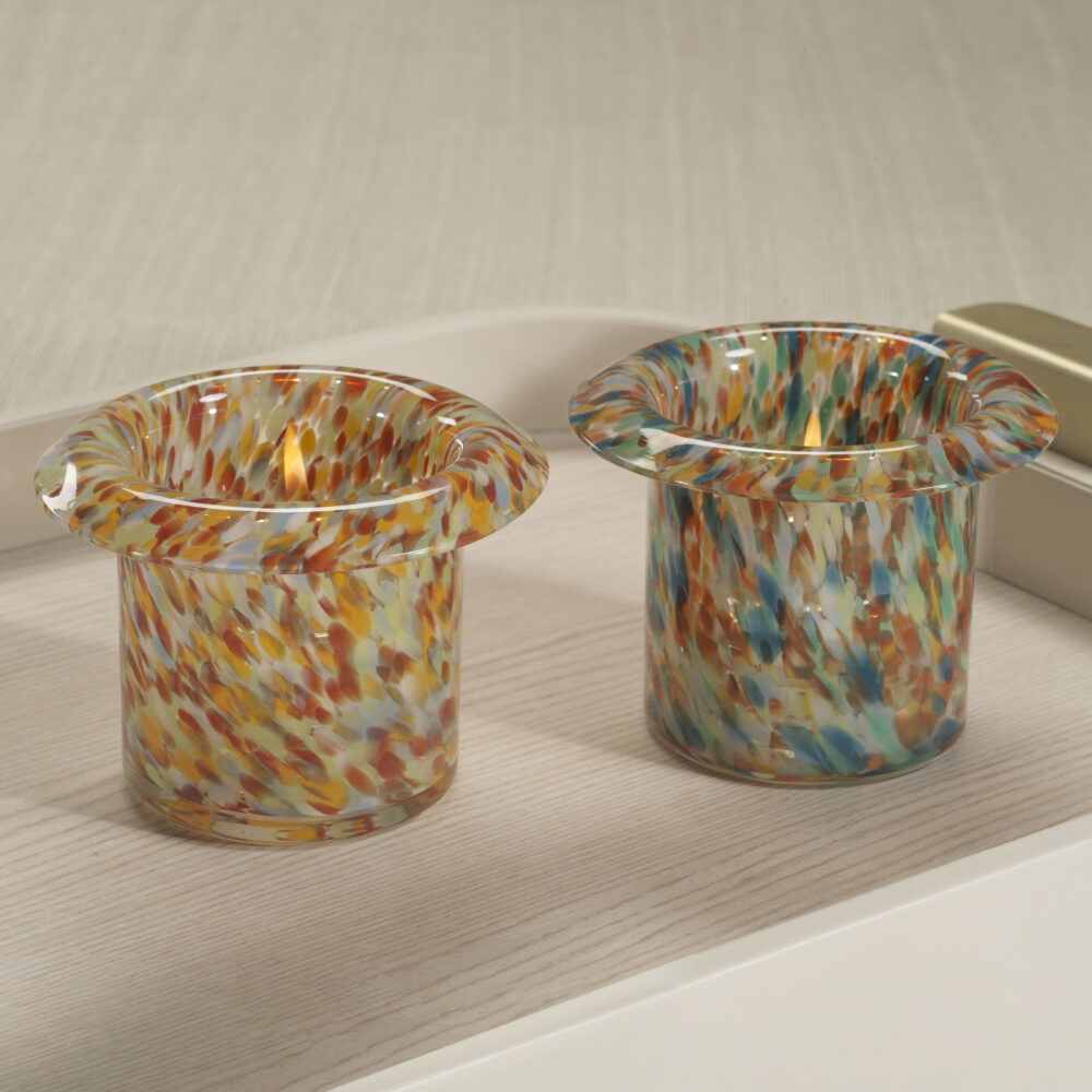 Celia 4,Piece Opal Confetti Glass Candle Holder / Vase / Planter Set, Amber Tones by Zodax - Image 3