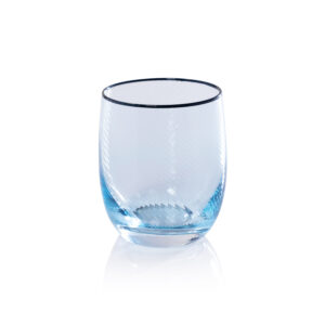 Sicilian 4,Piece Swirl Glass Tumbler Set, Aqua & Navy by Zodax