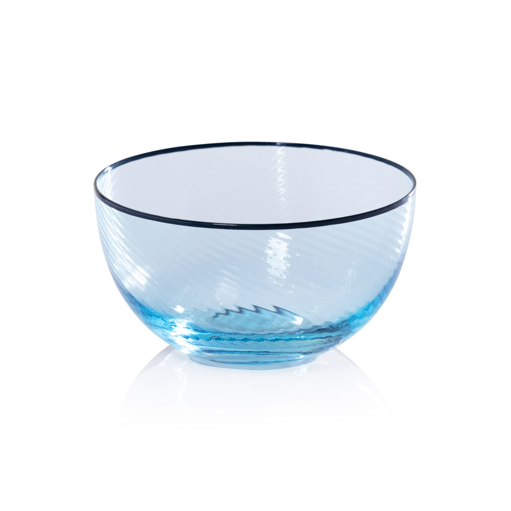Sicilian 4,Piece Set Swirl Glass Serving Bowls, Aqua & Navy by Zodax