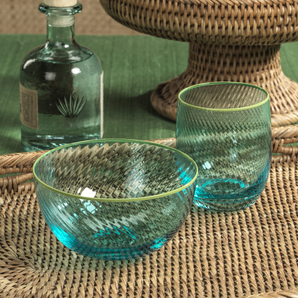 Sicilian 4,Piece Set Swirl Glass Serving Bowls, Sea & Green by Zodax - Image 2
