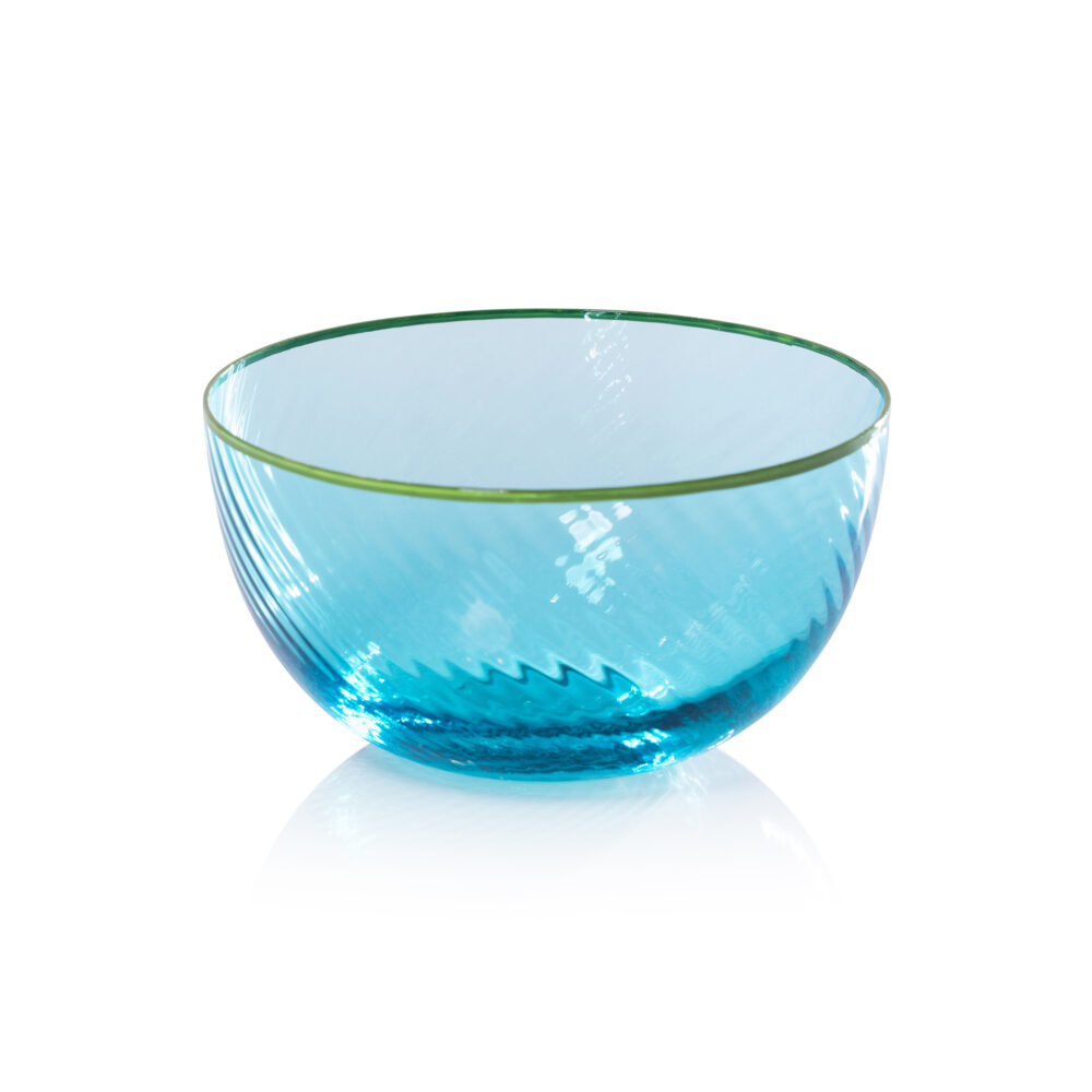 Sicilian 4,Piece Set Swirl Glass Serving Bowls, Sea & Green by Zodax
