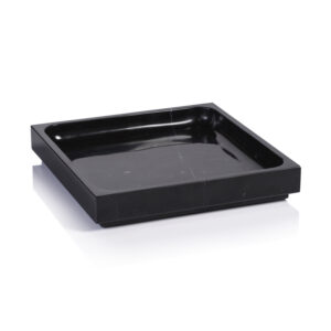 Nero Marquina Natural Marble Tray, 9.75" x 9.75" x 2" by Zodax