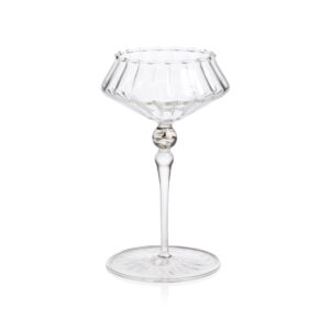 Ondine 4,Piece Set Fluted Coupe Glasses, Clear w/ Shadow Gray Accent by Zodax