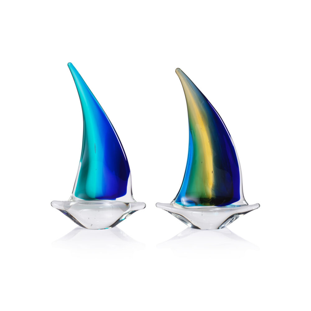 Marisol 2,Piece Assorted Set Decorative Glass Sailboats, 8" by Zodax