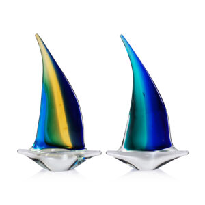 Marisol 2,Piece Assorted Set Decorative Glass Sailboats, 10" by Zodax