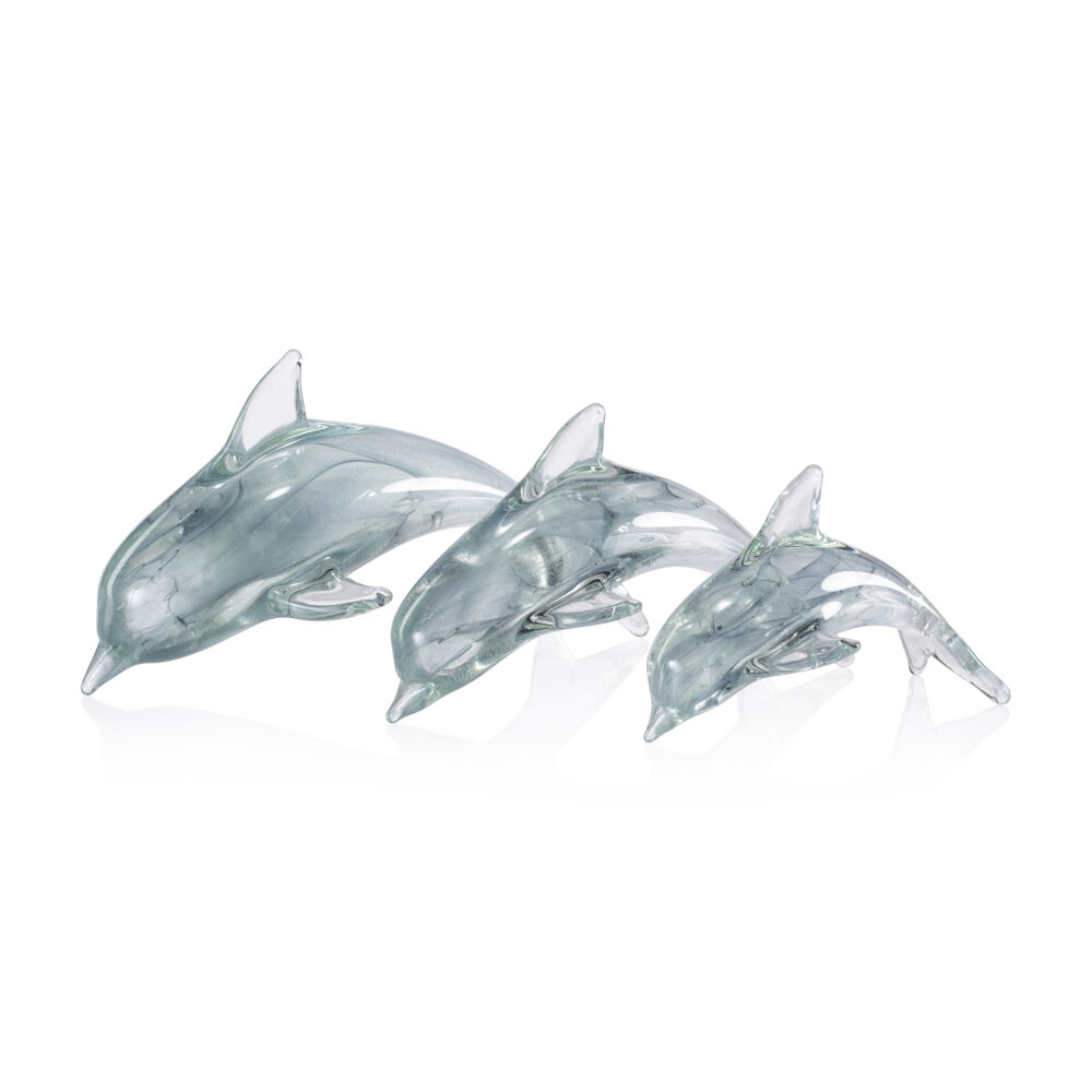 Marinella Decorative Gray Glass Dolphin, Medium by Zodax - Image 2