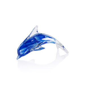Marinella Decorative Blue Glass Dolphin, Medium by Zodax