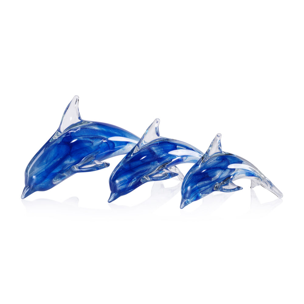 Marinella Decorative Blue Glass Dolphin, Medium by Zodax - Image 2