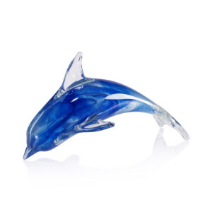 Marinella Decorative Blue Glass Dolphin, Large by Zodax