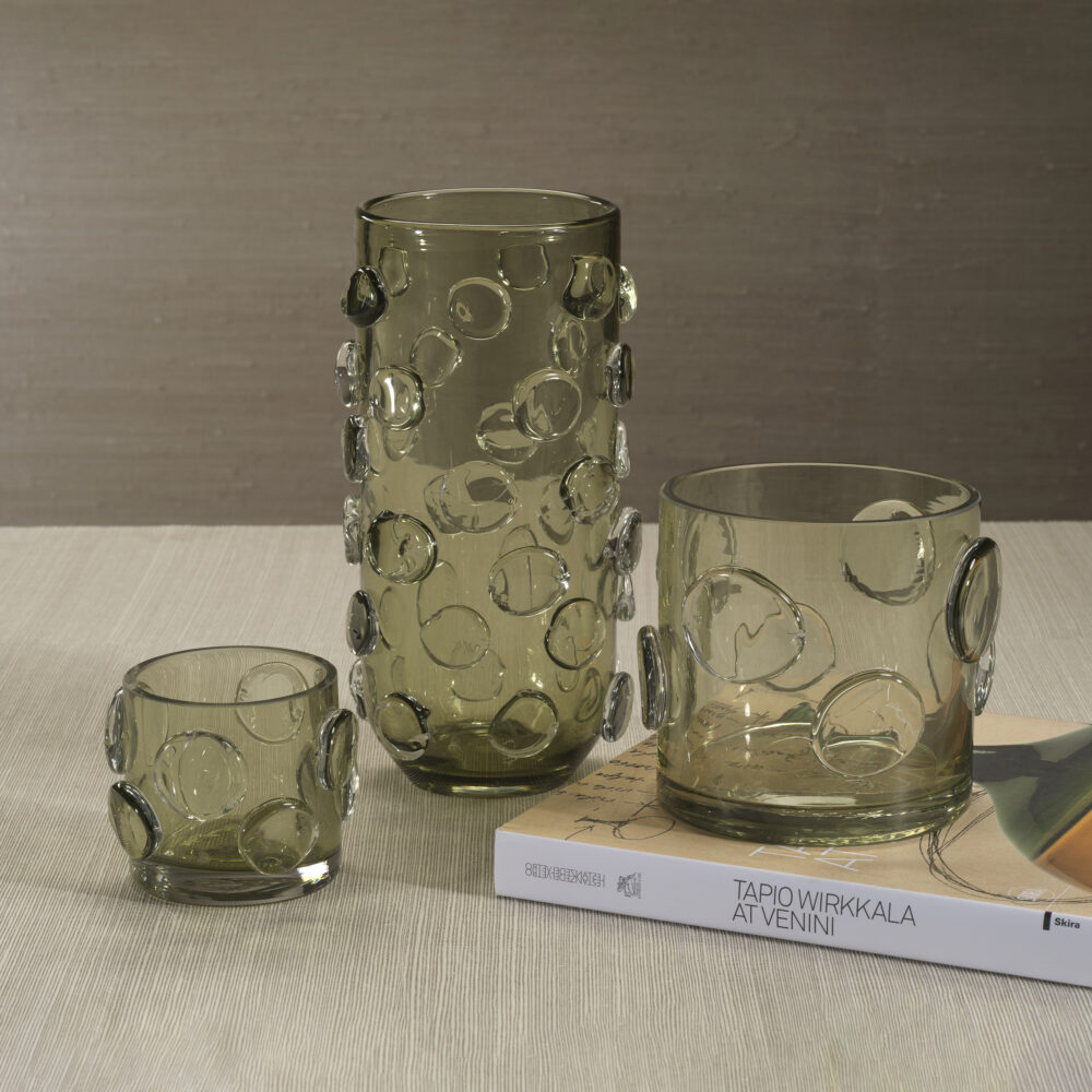 Celeste Olive Green Glass Candle Holder, 4.25" x 4" by Zodax - Image 2