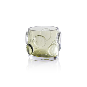 Celeste Olive Green Glass Candle Holder, 4.25" x 4" by Zodax