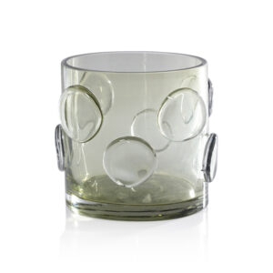 Celeste Olive Green Glass Candle Holder, 6.75" x 6" by Zodax