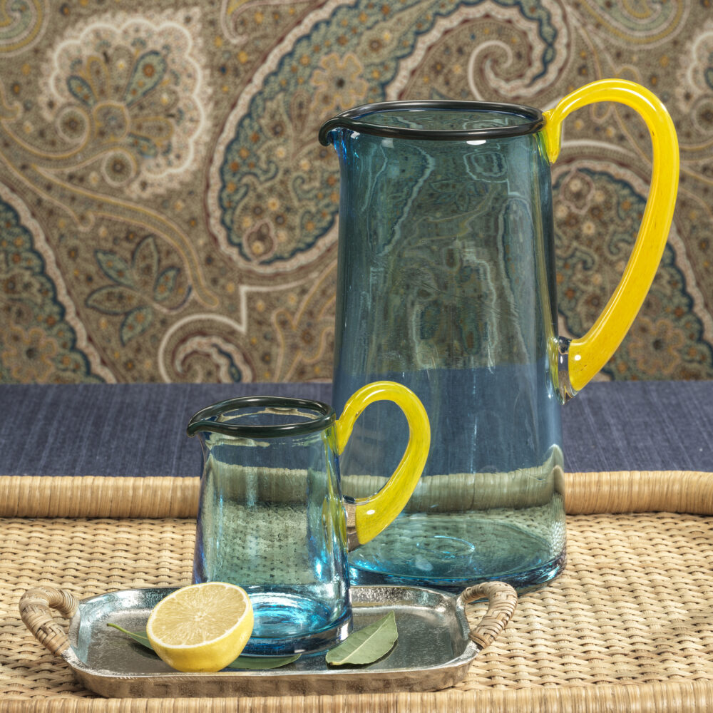 Lagoon Glass Juice Pitcher, Aqua, Green & Yellow by Zodax - Image 2