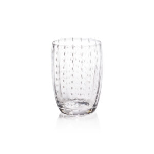 Pescara 4,Piece Set White Dot Tumbler Glasses, Clear by Zodax