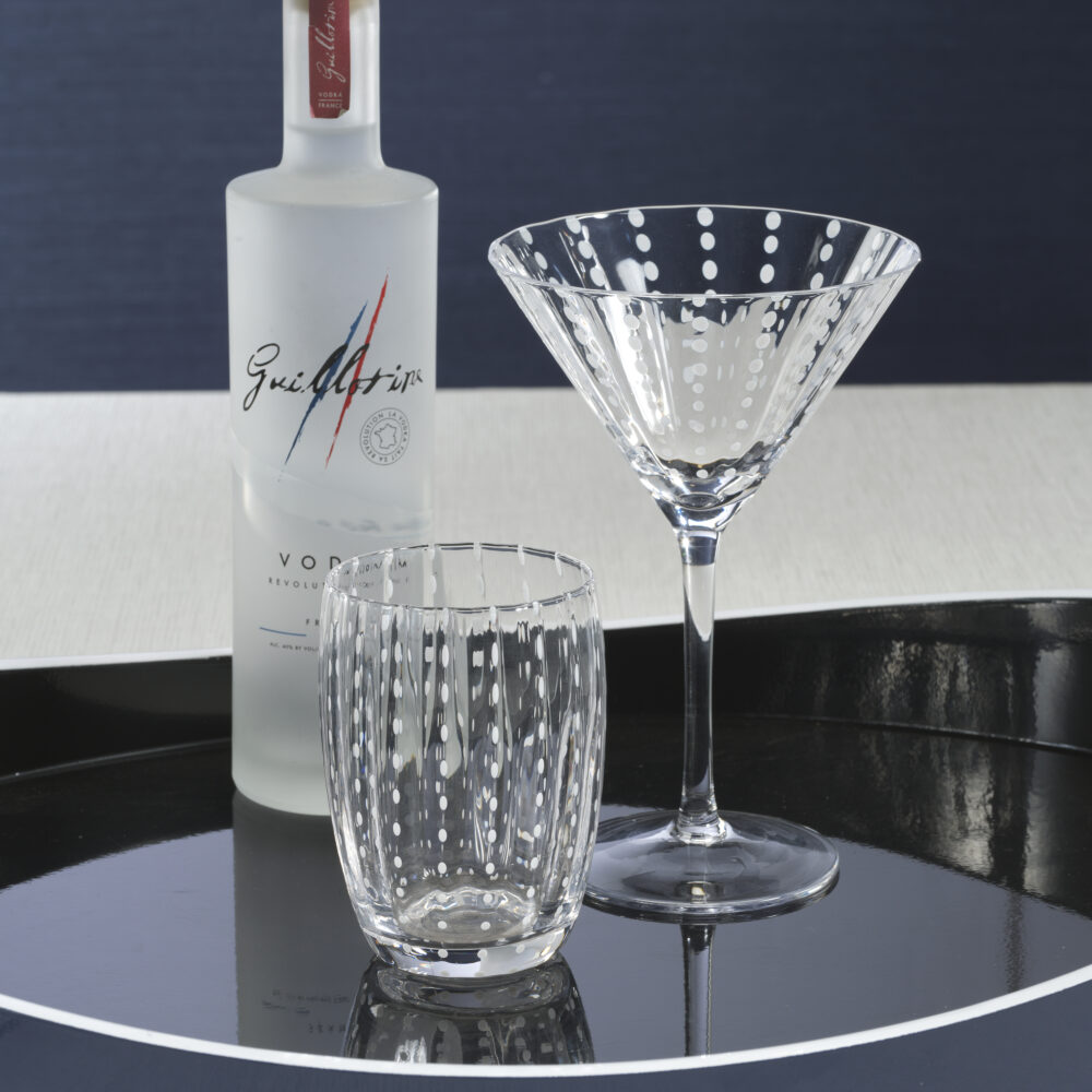 Pescara 4,Piece Set White Dot Martini Glasses, Clear by Zodax - Image 3