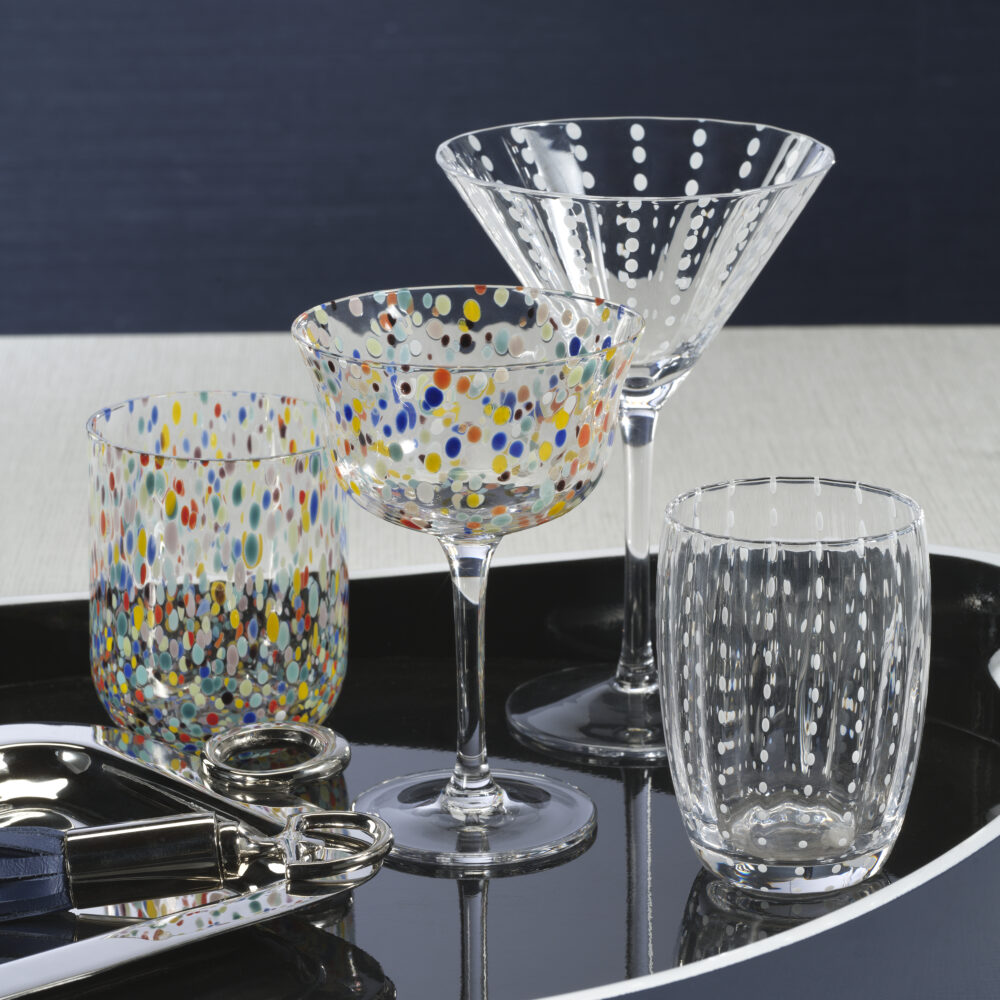 Pescara 4,Piece Set White Dot Martini Glasses, Clear by Zodax - Image 4