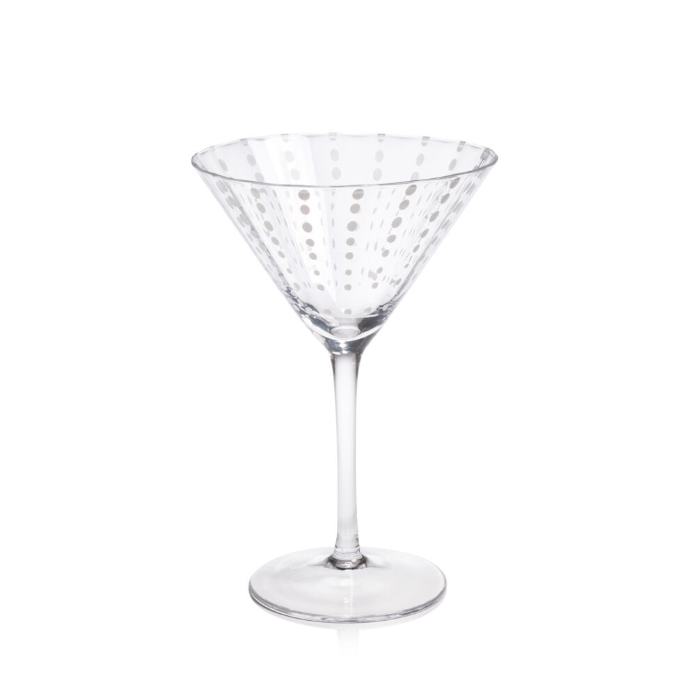 Pescara 4,Piece Set White Dot Martini Glasses, Clear by Zodax