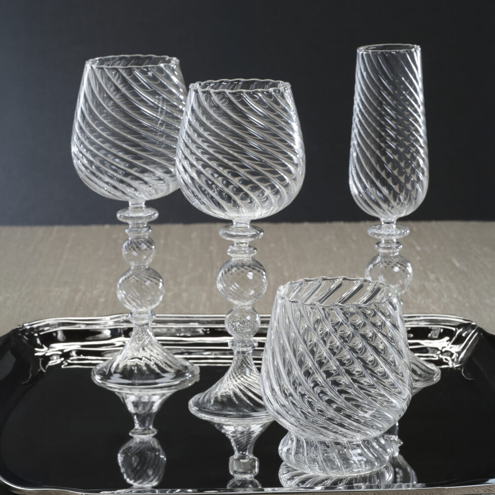 Rialto  Twisted Optic White Wine Glasses, Set of 4  by Zodax - Image 4