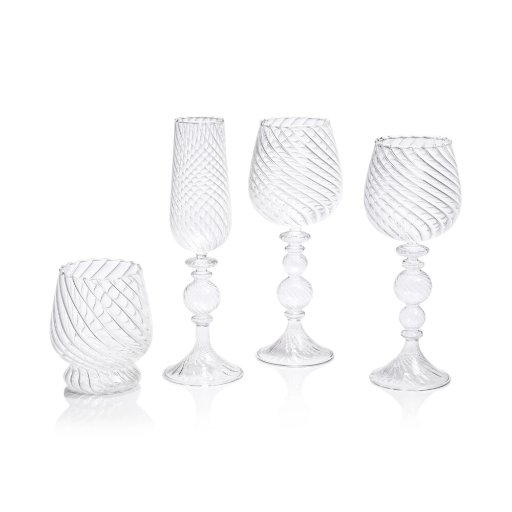 Rialto  Twisted Optic White Wine Glasses, Set of 4  by Zodax - Image 2