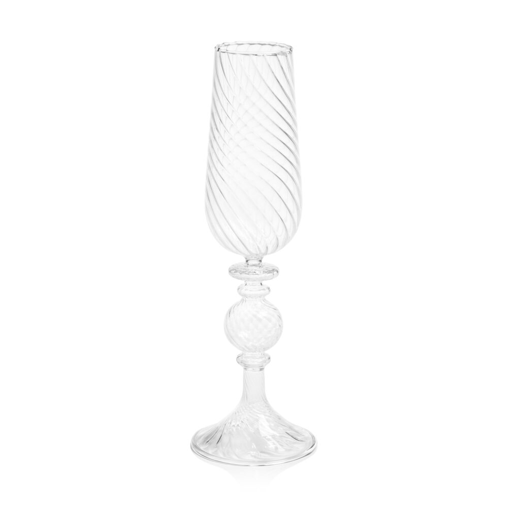 Rialto Twisted Optic Champagne Glasses, Set of 4 by Zodax