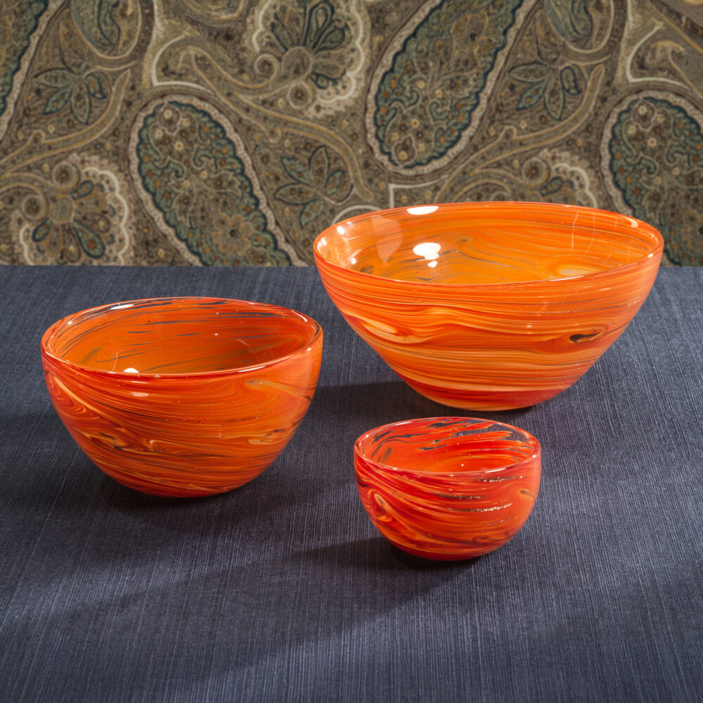 Delphine Glass Serving Bowl, Multi Orange, 8" x 4" by Zodax - Image 2