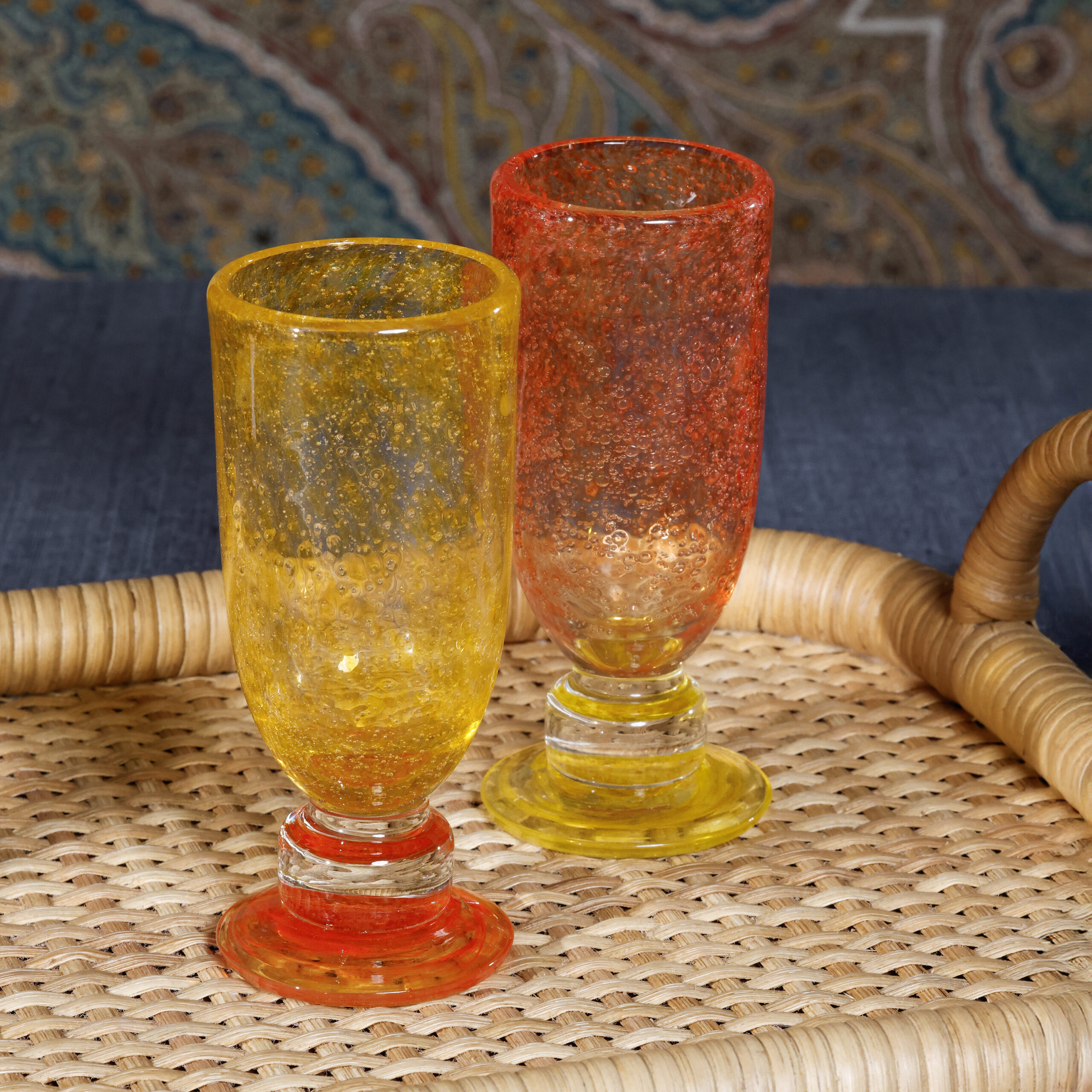 Antibes 4,Piece Set Mimosa / Bellini Glasses, Yellow w/ Orange Base by Zodax - Image 3