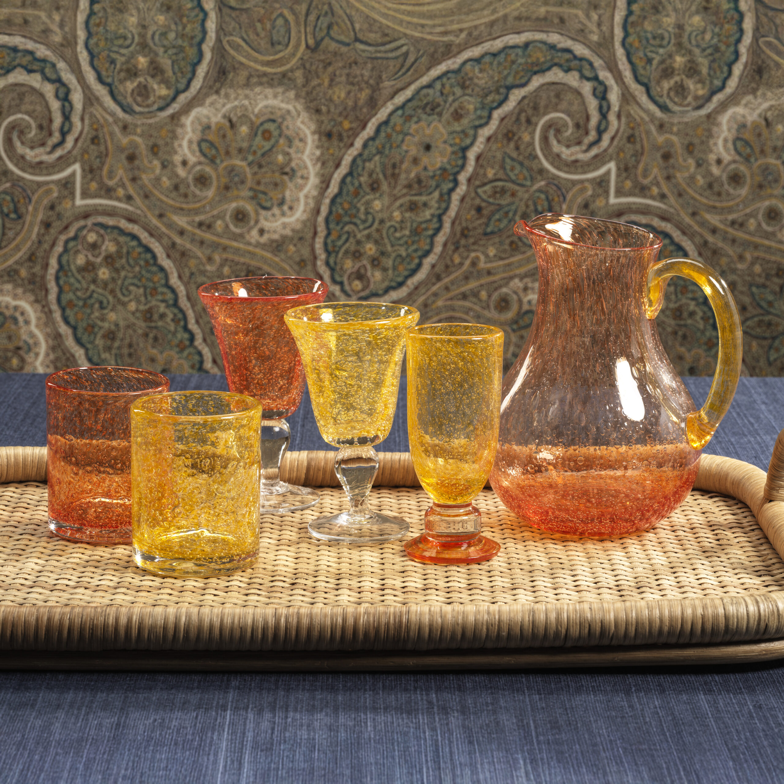 Antibes 4,Piece Set Mimosa / Bellini Glasses, Yellow w/ Orange Base by Zodax - Image 5
