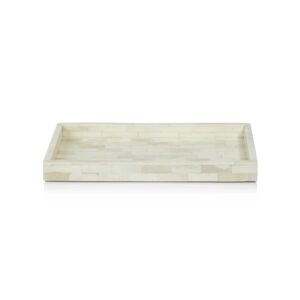 Mahar Large Rectangular White Bone Inlay Tray by Zodax