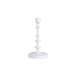 Lilou Matt White Metal Taper Candle Holder, 10" by Zodax