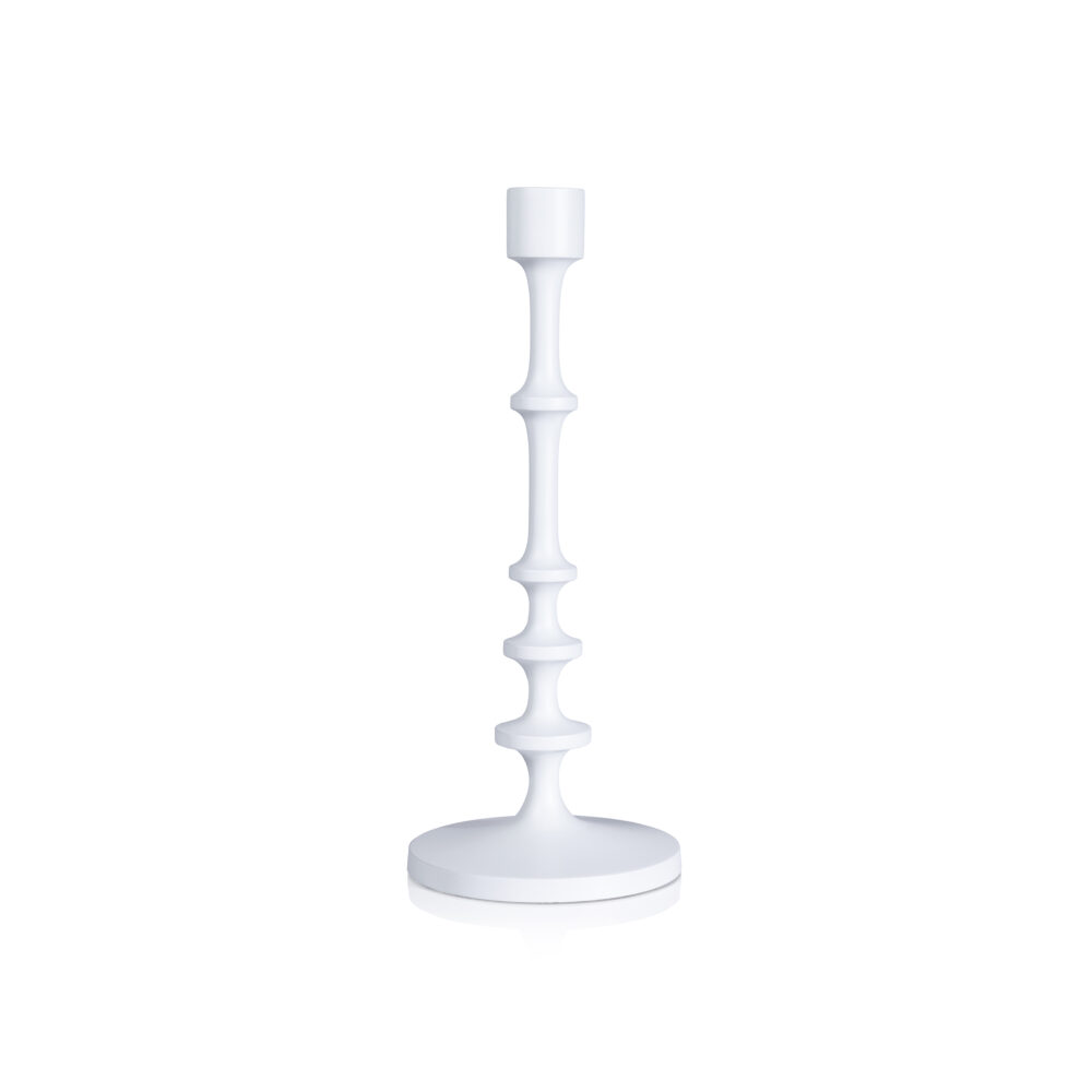 Lilou Matt White Metal Taper Candle Holder, 12.5" by Zodax