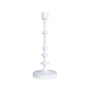 Lilou Matt White Metal Taper Candle Holder, 15.5" by Zodax