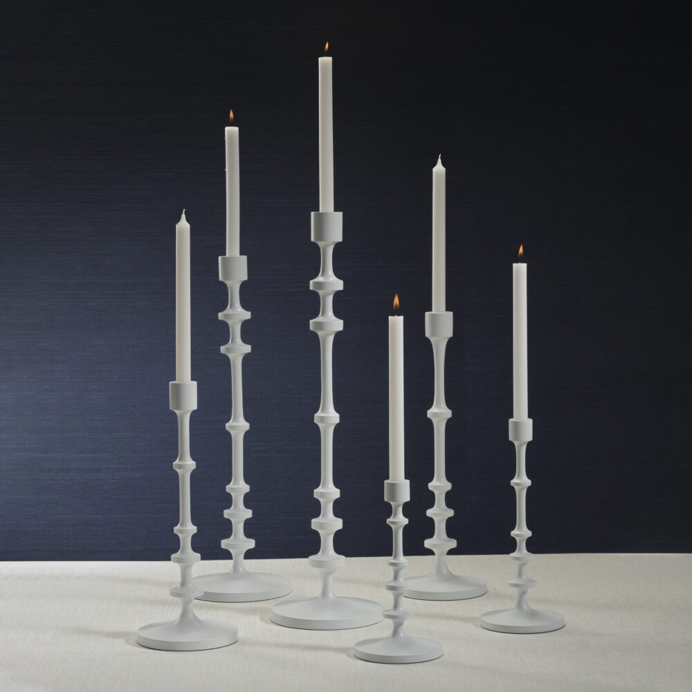 Lilou Matt White Metal Taper Candle Holder, 18.5" by Zodax - Image 2