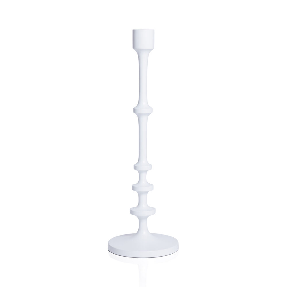 Lilou Matt White Metal Taper Candle Holder, 18.5" by Zodax