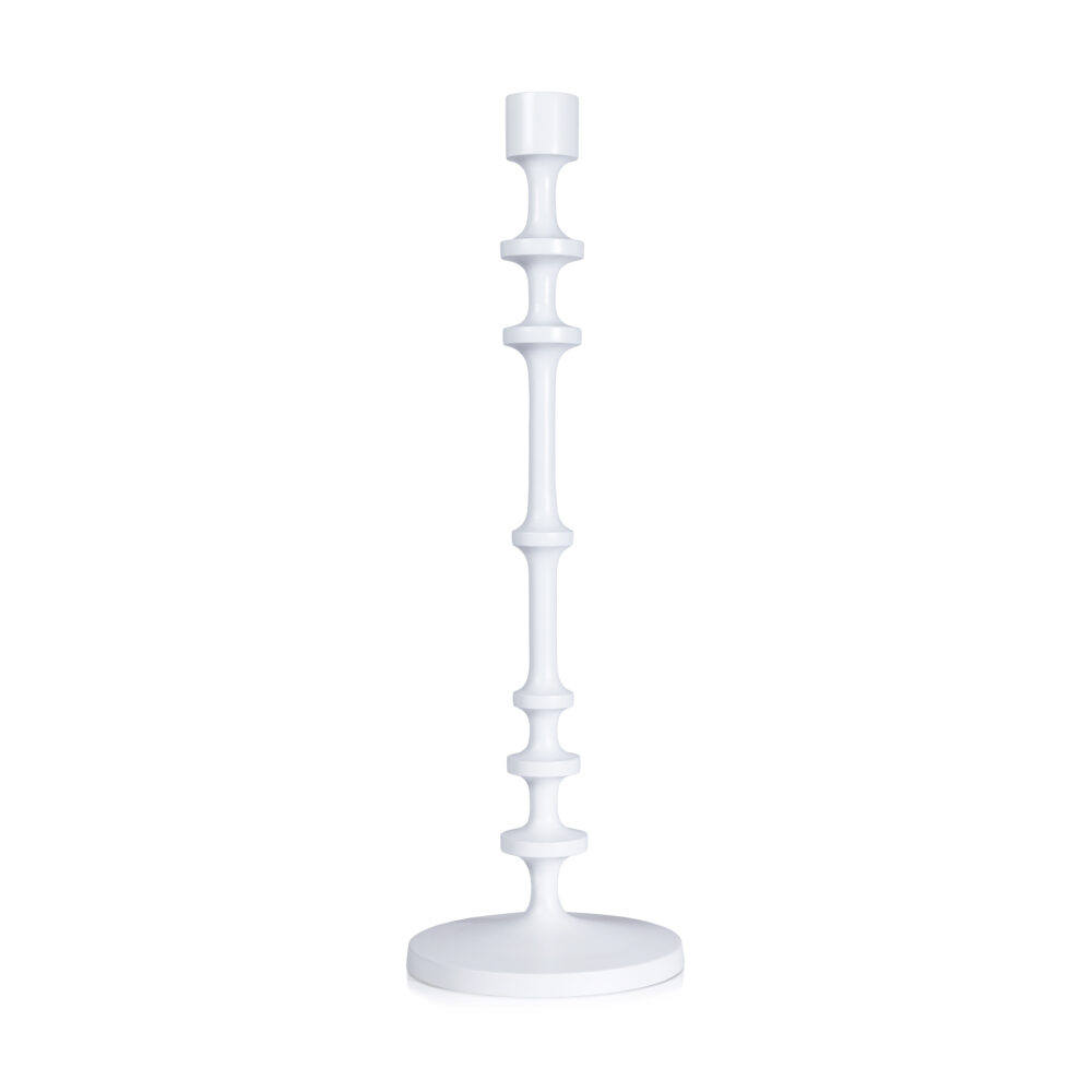 Lilou Matt White Metal Taper Candle Holder, 22" by Zodax