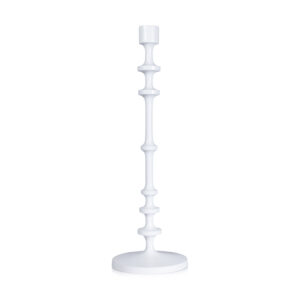 Lilou Matt White Metal Taper Candle Holder, 22" by Zodax